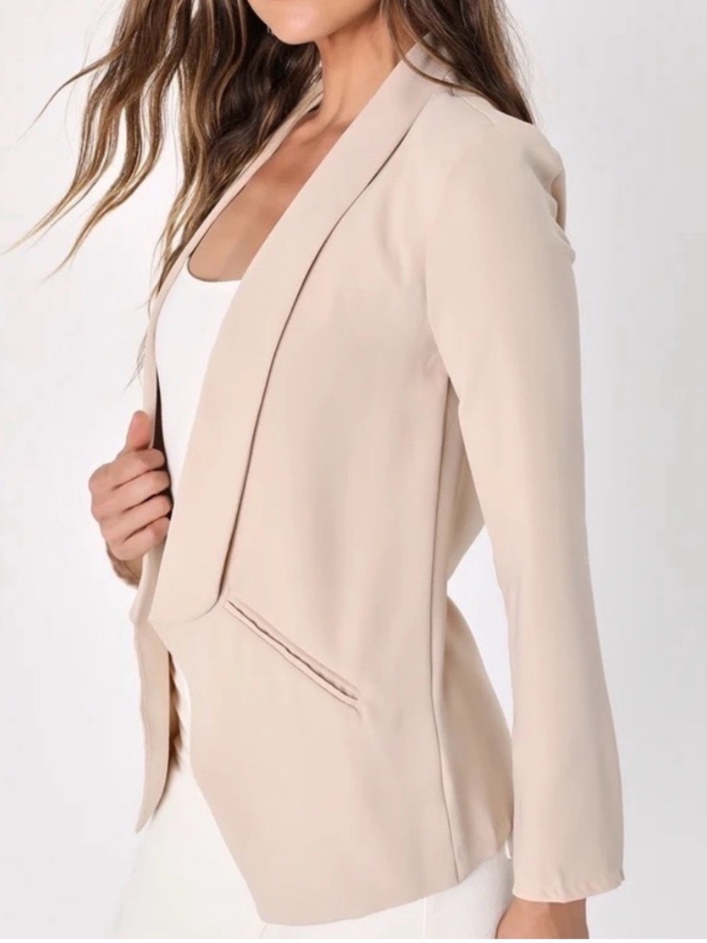 Lulus Miss Punctuality Taupe Lightweight Blazer size Medium